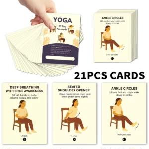 21 Piece Seated Yoga Cards | Illustrated Chair Yoga Pose Cards